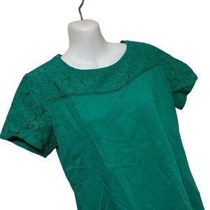 Liz Claiborne Lace Trim Green Tee